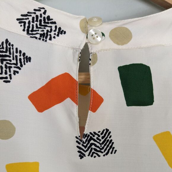 Vintage 80S 90S Top Shorts Set Geometric Multicolor Funky Bermuda Work Cream 10 - Picture 7 of 13